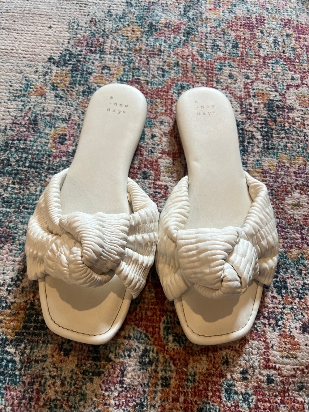 a new day Cream Braided Knot Slide Sandals